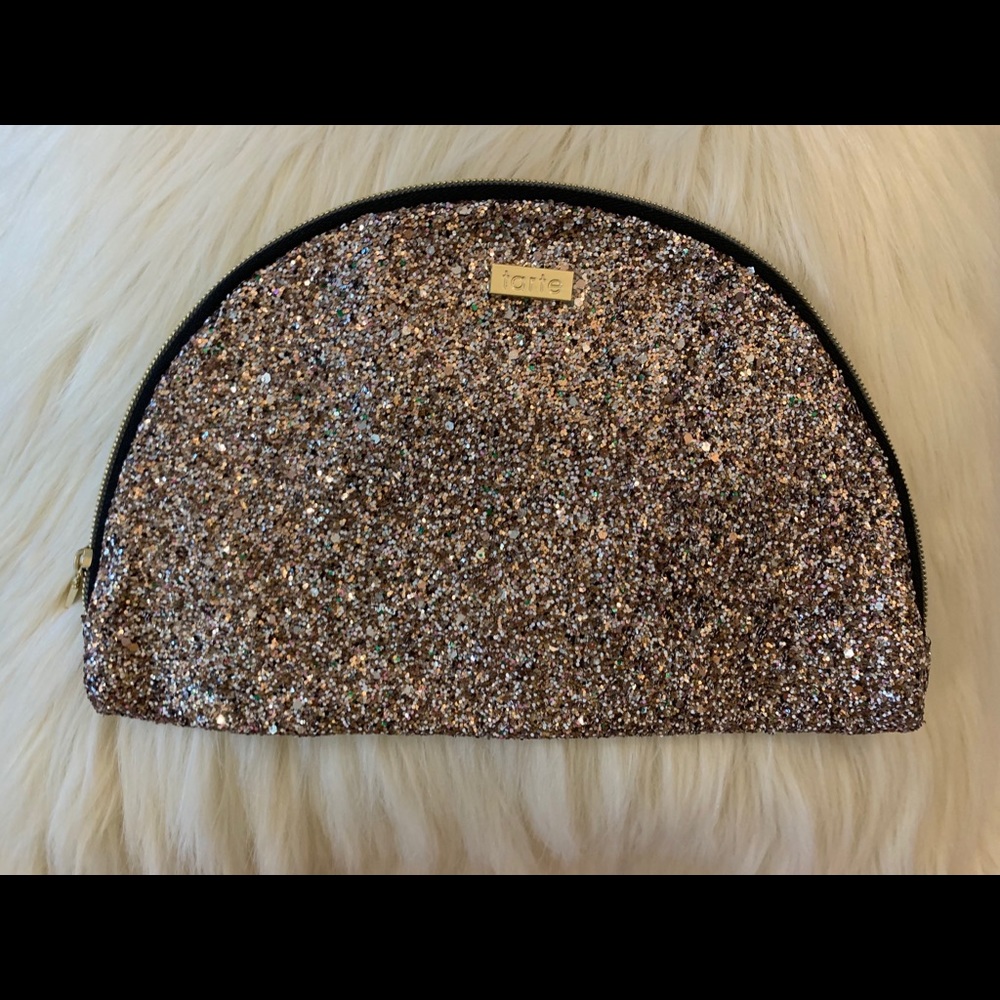 Tarte Glitter Sparkly Makeup Bag with Gold Detail